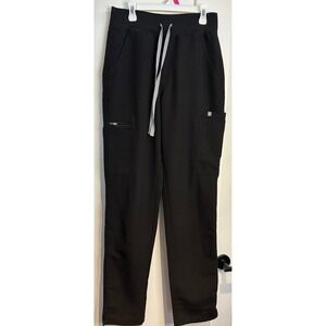 FIGS HW Yola High Waisted Cargo Scrub Pants Black Straight Leg  Small T